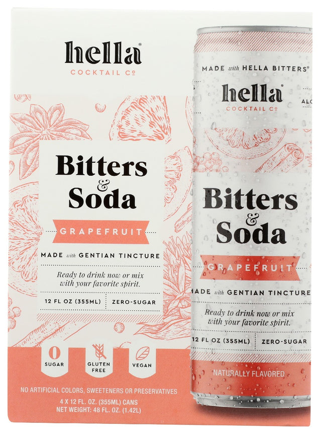 Hella Cocktail: Bitters & Soda Grapefruit 4pk, 48 Oz