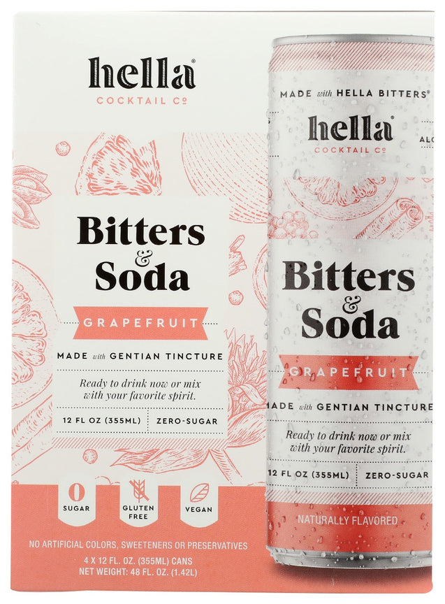 Hella Cocktail: Bitters & Soda Grapefruit 4pk, 48 Oz