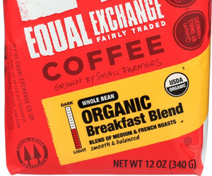 Equal Exchange: Coffee Whole Bean Breakfast Blend Organic, 12 Oz