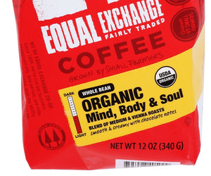 Equal Exchange: Coffee Whole Bean Mind Body And Soul Organic, 12 Oz