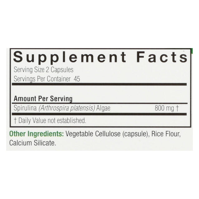 Nature's Answer Spirulina - 90 Capsules - RubertOrganics