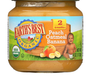 Earth's Best Organic Peach Oatmeal Banana Baby Food - Stage 2 - Case Of 12 - 4 Oz. - RubertOrganics