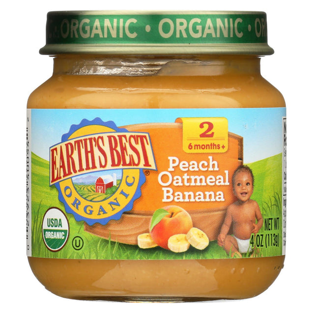 Earth's Best Organic Peach Oatmeal Banana Baby Food - Stage 2 - Case Of 12 - 4 Oz. - RubertOrganics