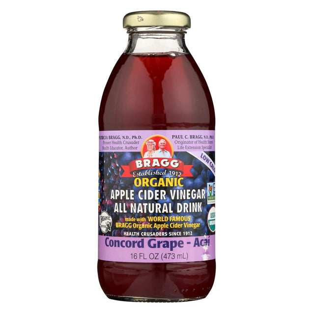 Bragg Apple Cider Vinegar Drink - Organic - Concord Grape-acai - 16 Oz - Case Of 12 - RubertOrganics