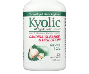 Kyolic Aged Garlic Extract Candida Cleanse And Digestion Formula102 - 200 Vegetarian Capsules - RubertOrganics