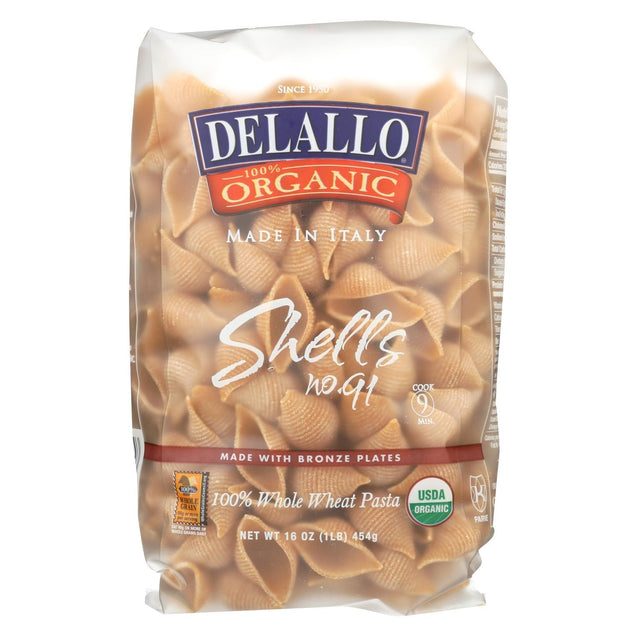 Delallo - Organic Whole Wheat Pasta Shells - Case Of 16 - 1 Lb. - RubertOrganics