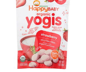 Happy Baby Happy Yogis Organic Superfoods Yogurt And Fruit Snacks Strawberry - 1 Oz - Case Of 8 - RubertOrganics
