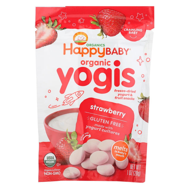 Happy Baby Happy Yogis Organic Superfoods Yogurt And Fruit Snacks Strawberry - 1 Oz - Case Of 8 - RubertOrganics