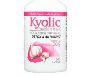 Kyolic Aged Garlic Extract Detox And Anti-aging Formula 105 - 200 Capsules - RubertOrganics