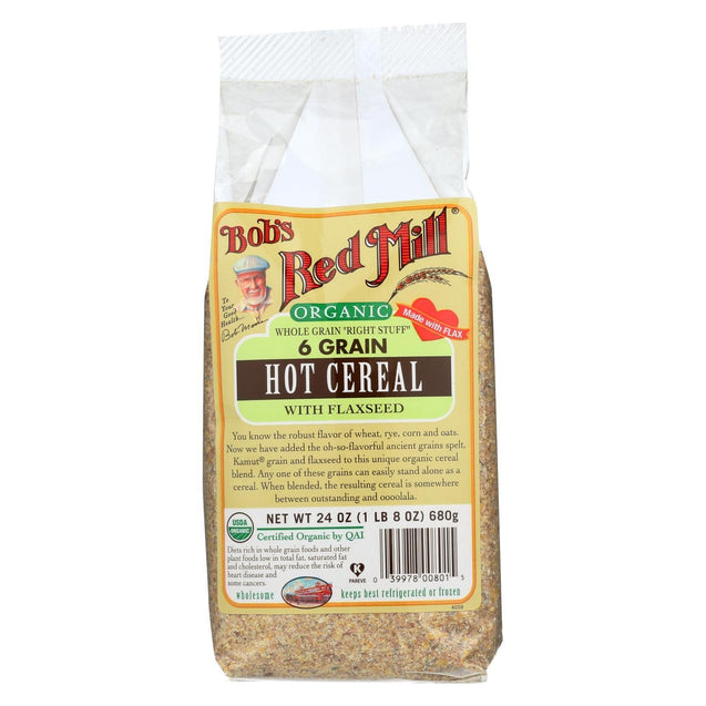 Bob's Red Mill - Organic 6 Grain Hot Cereal With Flaxseed - 24 Oz - Case Of 4 - RubertOrganics