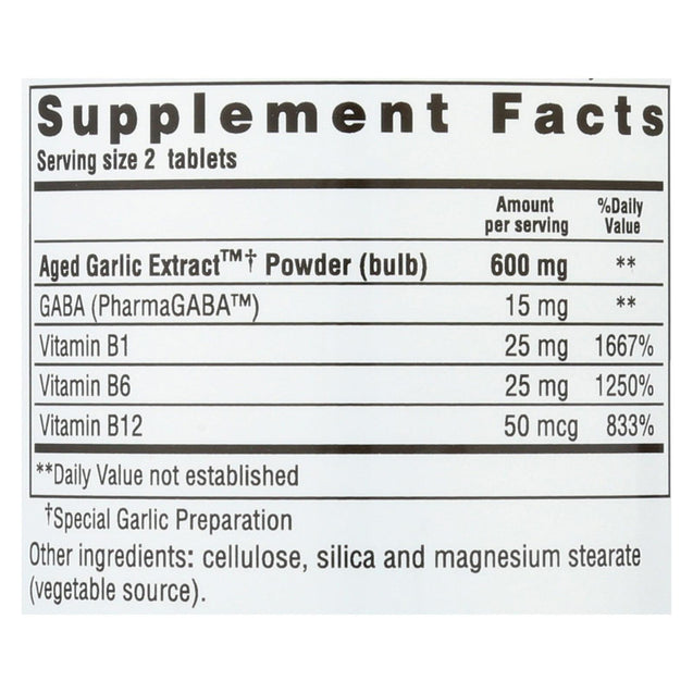 Kyolic Aged Garlic Extract Stress And Fatigue Relief Formula 101 - 200 Tablets - RubertOrganics