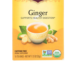 Yogi Organic Herbal Tea Caffeine Free Ginger - 16 Tea Bags - Case Of 6
