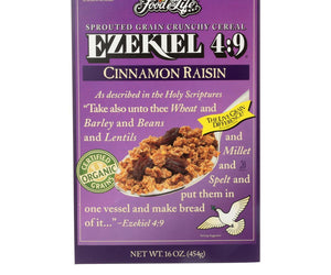 Food For Life Baking Co. Cereal - Organic - Ezekiel 4-9 - Sprouted Whole Grain - Cinnamon Raisin - 16 Oz - Case Of 6 - RubertOrganics