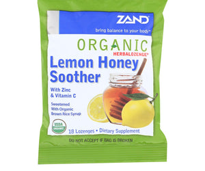 Zand Organic Lemon Honey Herbal Lozenges - Case Of 12 - 18 Count