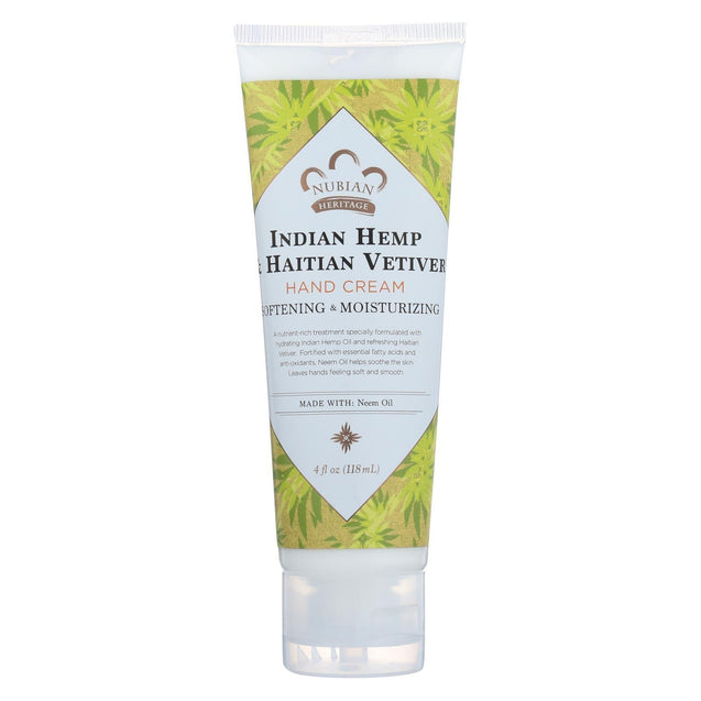 Nubian Heritage Hand Cream Indian Hemp And Haitian Vetiver - 4 Oz - RubertOrganics