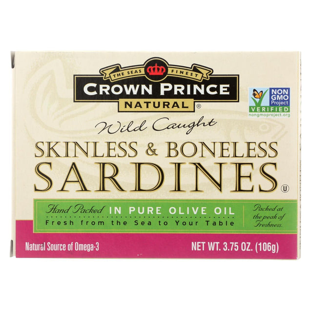 Crown Prince Skinless And Boneless Sardines In Pure Olive Oil - Case Of 12 - 3.75 Oz. - RubertOrganics