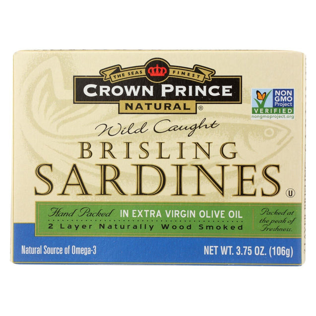 Crown Prince Brisling Sardines In Extra Virgin Olive Oil - Case Of 12 - 3.75 Oz. - RubertOrganics