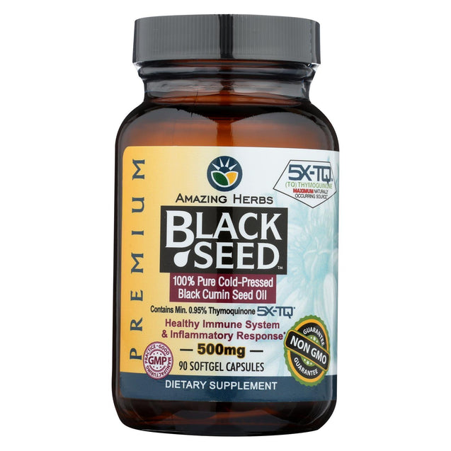 Amazing Herbs Black Seed Black Cumin Seed Oil - 90 Softgels - RubertOrganics