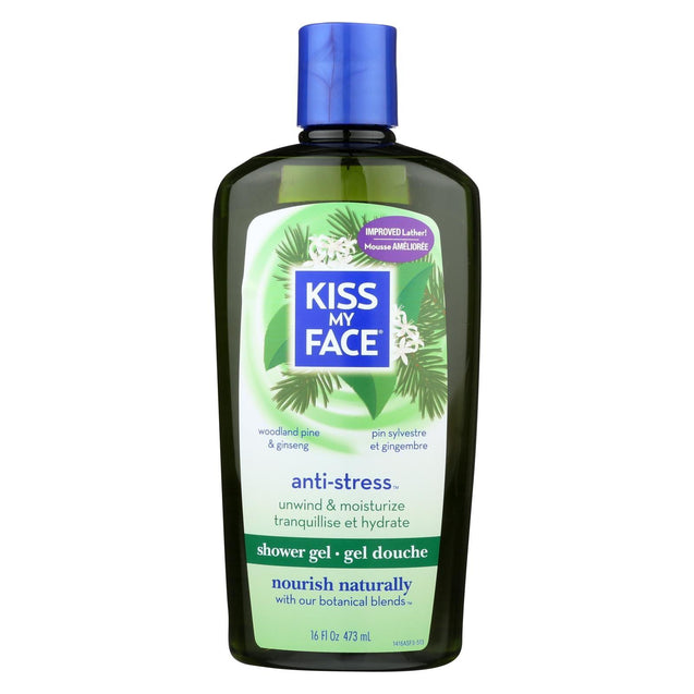 Kiss My Face Bath And Shower Gel Anti-stress Woodland Pine And Ginseng - 16 Fl Oz - RubertOrganics