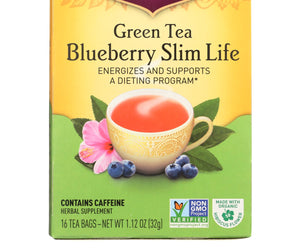 Yogi Green Slim Life Herbal Tea Blueberry - 16 Tea Bags - Case Of 6