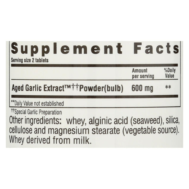 Kyolic Aged Garlic Extract Hi-po Cardiovascular Original Formula 100 - 200 Tablets - RubertOrganics