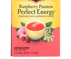 Yogi Perfect Energy Herbal Tea Raspberry Passion - 16 Tea Bags - Case Of 6