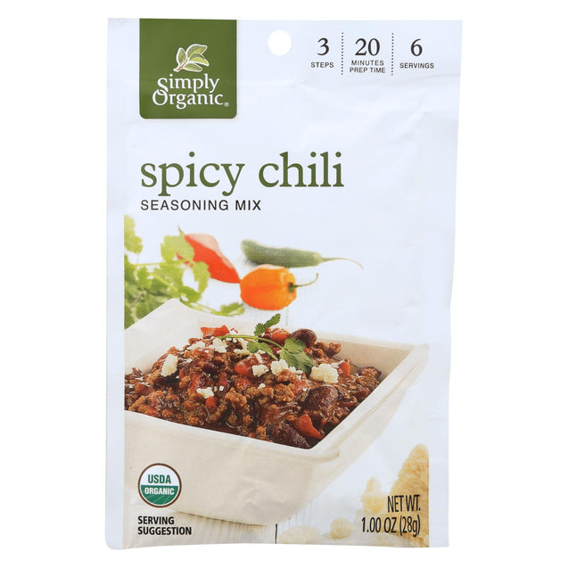 Simply Organic Spicy Chili Seasoning Mix - Case Of 12 - 1 Oz.
