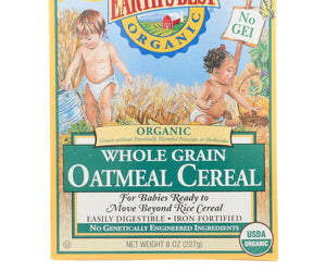 Earth's Best Organic Whole Grain Oatmeal Infant Cereal - Case Of 12 - 8 Oz. - RubertOrganics