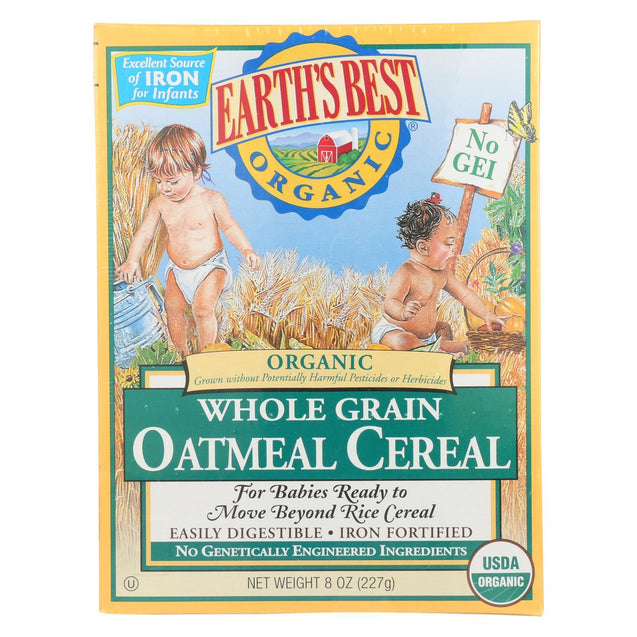 Earth's Best Organic Whole Grain Oatmeal Infant Cereal - Case Of 12 - 8 Oz. - RubertOrganics