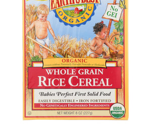 Earth's Best Organic Whole Grain Rice Infant Cereal - Case Of 12 - 8 Oz. - RubertOrganics