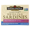 Crown Prince Brisling Sardines - Mediterranean Style - Case Of 12 - 3.75 Oz. - RubertOrganics