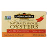 Crown Prince Oysters - Smoked With Red Chili Pepper - Case Of 18 - 3 Oz. - RubertOrganics