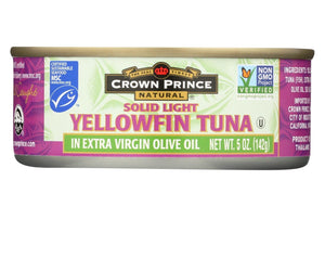 Crown Prince Yellowfin Tuna In Extra Virgin Olive Oil - Solid Light - Case Of 12 - 5 Oz. - RubertOrganics