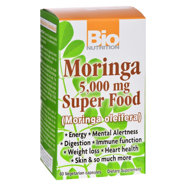 Bio Nutrition Moringa 5,000 Mg Super Food - 60 Vegetable Capsules - RubertOrganics