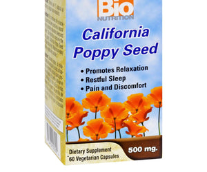 Bio Nutrition - California Poppy Seed - 500 Mg - 60 Vegetarian Capsules - RubertOrganics