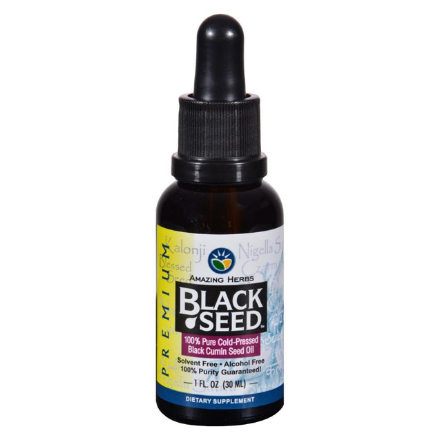 Amazing Herbs Black Seed Oil - Cold Pressed - Premium - 1 Fl Oz - RubertOrganics