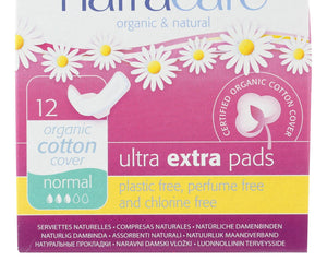 Natracare Ultra Extra Pads W-wings - Normal -  12 Count - RubertOrganics