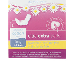 Natracare  Ultra Extra Pads W-wings - Long - 8 Count - RubertOrganics