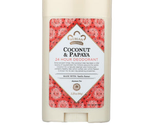 Nubian Heritage Deodorant - All Natural - 24 Hour - Coconut And Papaya - With Vanilla Oil - 2.25 Oz - RubertOrganics