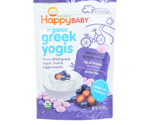 Happyyogis Yogurt Snacks - Organic - Freeze-dried - Greek - Babies And Toddlers - Blueberry And Purple Carrot - 1 Oz - Case Of 8 - RubertOrganics