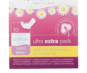Natracare  Ultra Extra Pads W-wings - Super - 10 Count - RubertOrganics