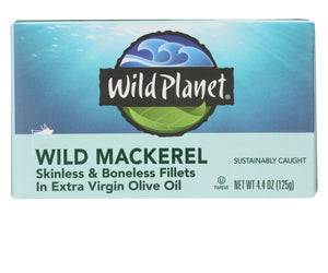 Wild Planet Wild Mackerel Fillets In Extra Virgin Olive Oil - Case Of 12 - 4.375 Oz.