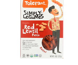 Tolerant Organic Pasta - Red Lentil Rotini - Case Of 6 - 8 Oz