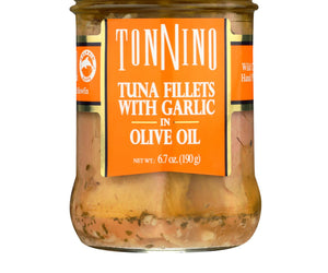 Tonnino Tuna Fillets - Garlic, Olive Oil - Case Of 6 - 6.7 Oz.
