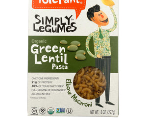 Tolerant Green Lentil Pasta - Elbows - Case Of 6 - 8 Oz.