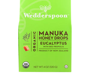 Wedderspoon Drops - Organic - Manuka Honey - Eucalyptus - 4 Oz