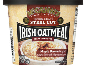Mccann's Irish Oatmeal Instant Oatmeal Cup - Maple Brown Sugar - Case Of 12 - 1.9 Oz - RubertOrganics