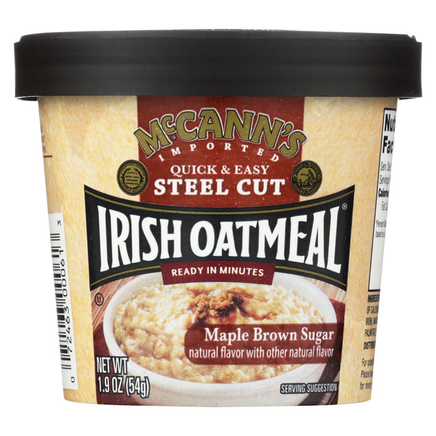 Mccann's Irish Oatmeal Instant Oatmeal Cup - Maple Brown Sugar - Case Of 12 - 1.9 Oz - RubertOrganics