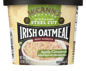 Mccann's Irish Oatmeal Instant Oatmeal Cup - Apple Cinnamon - Case Of 12 - 1.9 Oz - RubertOrganics
