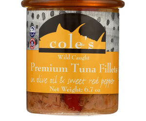 Cole's Tuna Fillets - In Olive Oil And Sweet Red Pepper - Case Of 6 - 6.70 Oz. - RubertOrganics